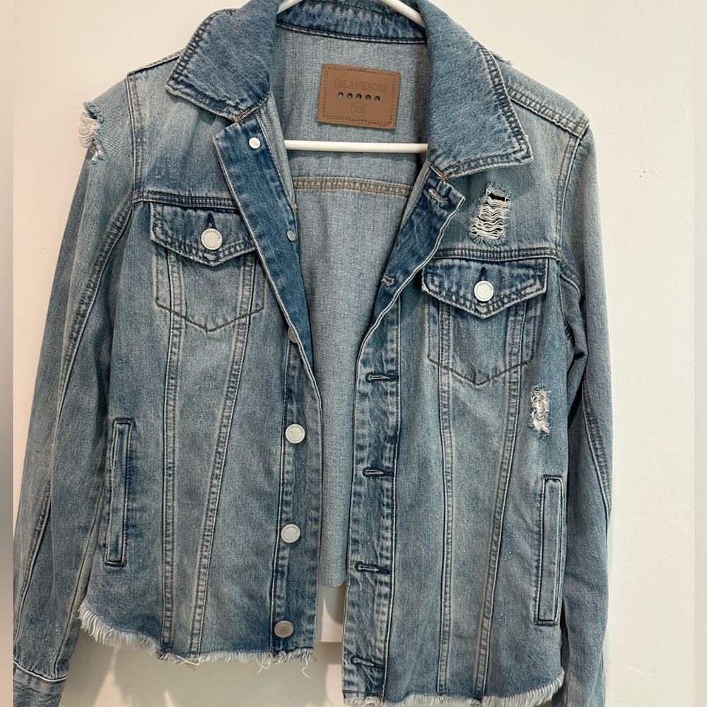 Blank NYC Light Blue Distressed Denim Jacket